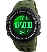 FANMIS Mens Digital LED Sports Watch Military Multifunction 12H/24H Time Dual Time Alarm Countdow...