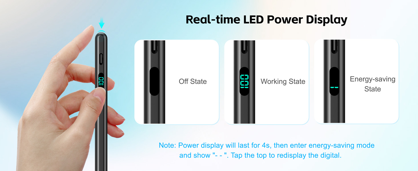LED power display pencil for iPad