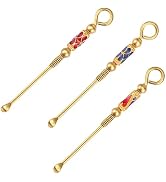 3pcs Tiny Snuff Spoon - Brass Mini Powder Earpick Spoon with Necklace Loop, Retro Medicine for He...