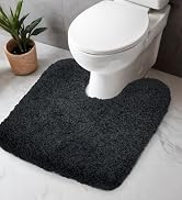 Disolla Toilet Rug U Shaped Black 23x24 Machine Washable Non Slip Toilet Floor Mat Soft Plush Con...
