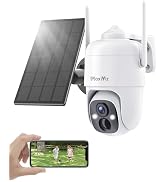 MaxiViz Solar Security Camera Wireless Outdoor, 360° View Qutdoor Cameras for Home Security with ...