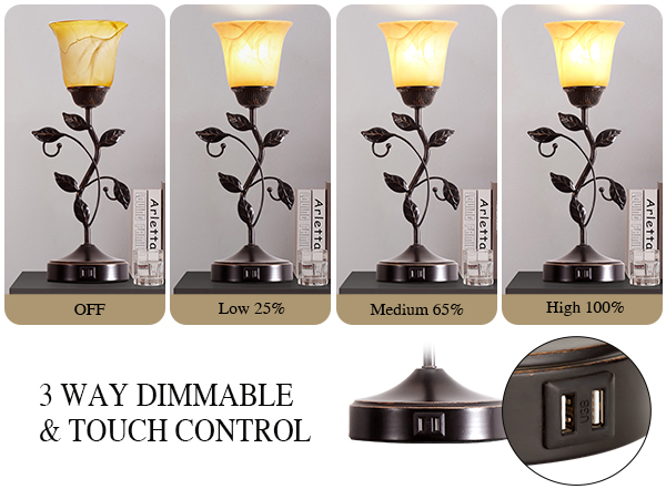 3-Way Dimmable Bedside Nightstand Lamps