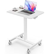 Sweetcrispy Mobile Rolling Desk with Lockable Wheels, Small Standing Laptop Desks, Sit Stand Adju...