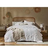 HIMEET Bedding Comforter Sets - White Comforter Set Queen,3 Pieces Farmhouse Bedding Set for All ...