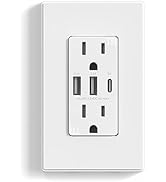 ELEGRP USB Outlets Receptacles, 3-Port USB C Wall Outlet, 30W 6.0A Electrical Outlet, 15 Amp Tamp...