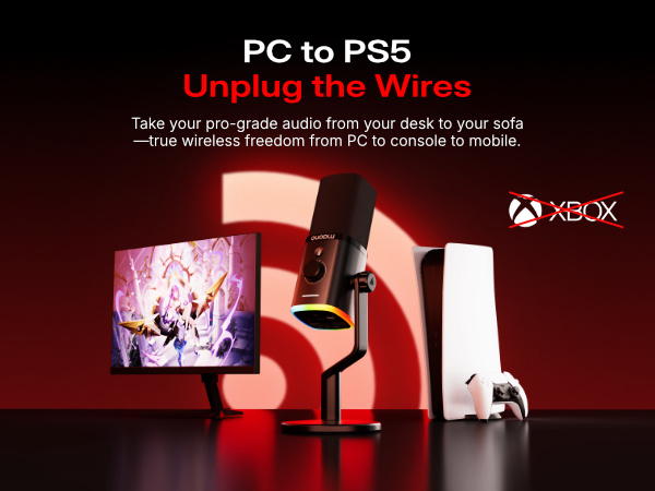 MAONO PD100W Wireless Microphone for PC,USB Gaming Mic with One-Click Noise Reduction