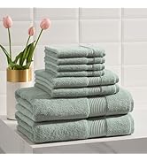 Ted Baker 8-Piece Towel Set - 2 Bath, 2 Hand &amp; 4 Washcloths - 100% Cotton - Sage Green