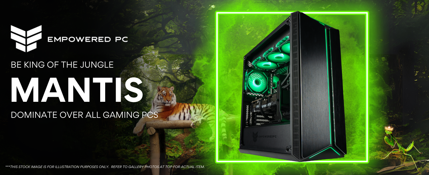 Empowered PC builds high quality gaming desktops with Windows 11, the Mantis ATX prebuilt gaming PC