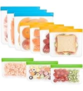 Serfeymi 10 Pack Reusable Gallon Freezer Bags Extra Thick, Reusable Plastic Bags BPA Free, Leak P...