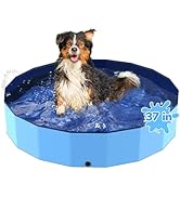 Bilibara 37'' Foldable Dog Pool, Kiddie Pool, Heavy Duty Non-Slip Plastic Pet Wading Pools for La...