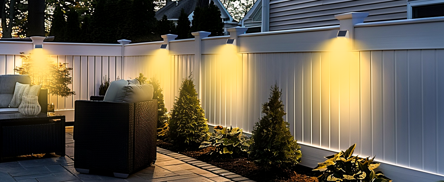 white solar fence lights