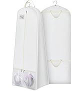 KIMBORA 72” Wedding Dress Garment Bag with 15” Gusset Bridal Dress Bags for Gowns Long Storage an...
