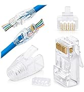 GTZ RJ45 Cat6/6a Pass Through Connectors for a Thick 23 AWG Large Diameter UTP Cable &amp; Strain Rel...