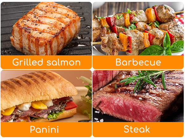 Panini Press,Panini Press Grill, Aigostar Sandwich Maker, 1000W Electric Indoor Grill, Black