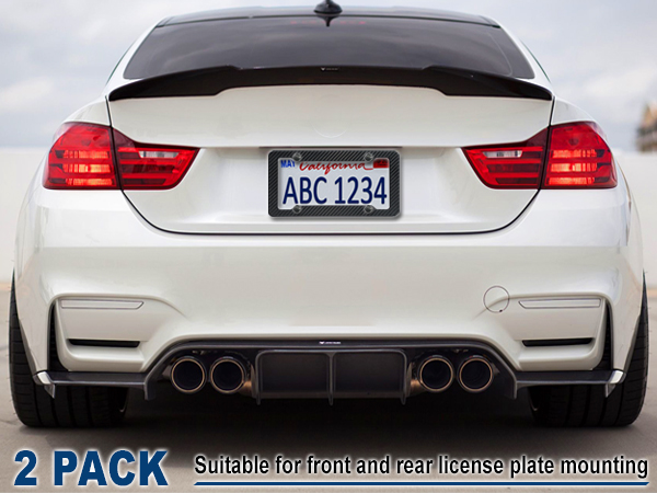 license plate frames holder carbon fiber black car black cool tag number plastic 2 pack cover screw