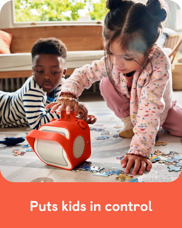 child-led entertainment, independent play, self-guided listening, safe device control, empowering