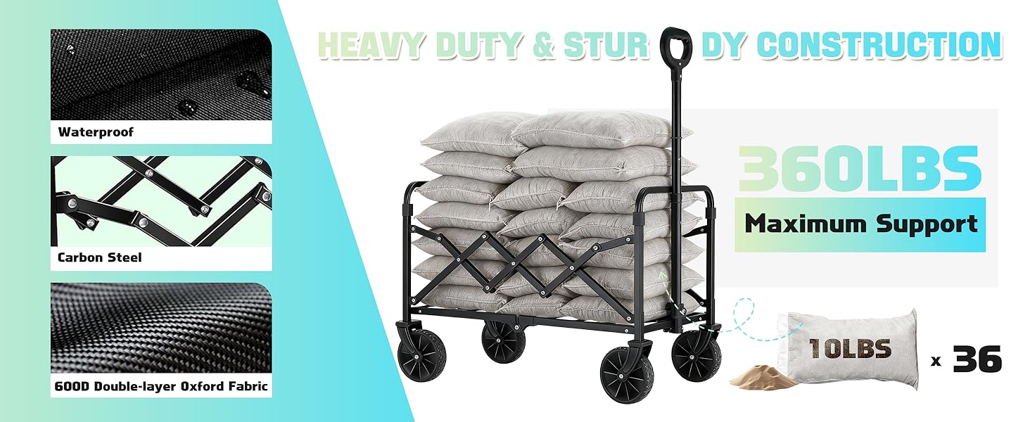 Collapsible Wagon Cart with Wheels Foldable
