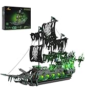 JMBricklayer Pirate Ship Building Toys with Lights, Ghost Ship Flying Dutchman Model Ship Boat 40...