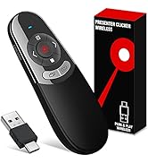 2 in 1 USB Type C Presentation Clicker with Red Light Pointer, Wireless Presenter for PowerPoint ...