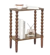 Fultyle Small Narrow End Table, Narrow Side Table Living Room with Storage, 2-Tier Wood Accent Ta...