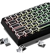 GMKWTL XVX Black Translucent Keycaps,PBT Keycap Set Cherry Profile,Dye Sublimation Graffiti Keybo...