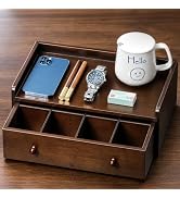 GroveMindoo Wooden Desk Organizer with Drawer, Adjustable Compartments, A4 Document Tray, Premium...