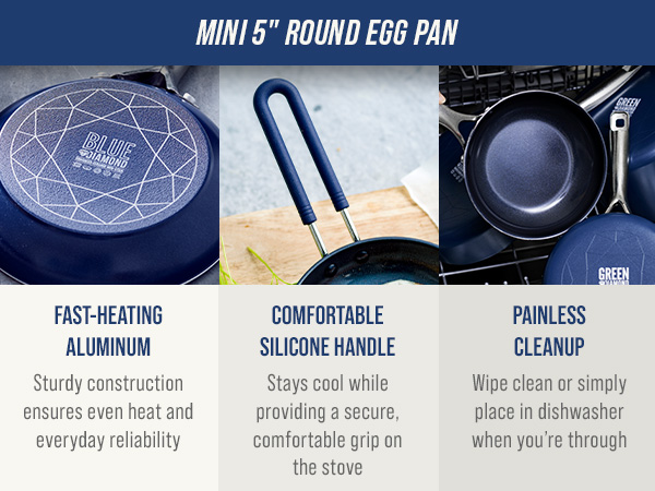 BlueDiamond, Ceramic Nonstick, PFAS-Free, Non-Toxic, Cookware, Frypans, Classic