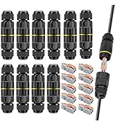 Linkstyle 10-Pack IP68 Waterproof 2 Pin Electrical Cable Connector, Outdoor 2 Way Junction Box 4-...