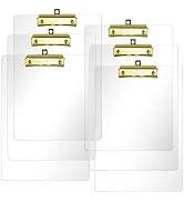 Moocci Thick Acrylic Clear Clipboards Cute Transparent Bulk Clipboard with Gold Strong Clip Hidde...