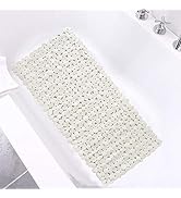 SONGZIMING Bathtub Mat Non Slip Pebble Bath Shower Mat with Drain Holes, Suction Cups Mat for Tub...