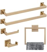 Lava Odoro 5-Piece Towel Bar Set Champagne Gold, Modern Brushed Gold Bathroom Hardware Accessorie...