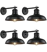 Outdoor Wall Lights - 4-Pack Black Wall Sconces, Farmhouse Barn Lights, Modern Indoor Wall Mount ...