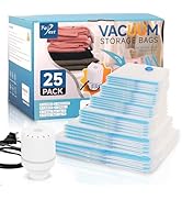 25 Pack Vacuum Storage Bags with Electric Air Pump, Space Saver Bags (3 Jumbo/4 Large/5 Medium/5 ...