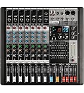 Doslnlya EX8 8-Channel Mixer and Sound Card Interface with Bluetooth/MP3, Dual 7 Band EQ+99 Rever...