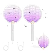 ASPECTEK 2-Pack Upgraded 3000V Electric Fly Swatter, Portable and Foldable Mosquito Zapper Racket...