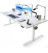 FEZIBO 71 x 37 Inch Electric Standing Desk with Integrated Dual-Beam, Height Adjustable Computer ...