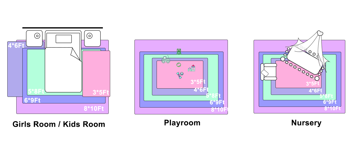 Cute Circular Rug Princess Castle Plush Shaggy Carpet for Kids