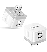 2Pack USB Wall Charger Plug, AILKIN 2.4A Dual Port USB Adapter Power Cube Fast Charging Station B...