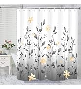GKLEASG Eucalyptus Shower Curtain, Ombre Floral Leaves Plant Washable Fabric Bath Decor with 12 H...