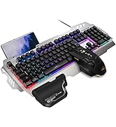 FENIFOX Gaming Keyboard and Mouse, Wired Backlit Rainbow Ergonomic Mechanical Feeling Led Removab...