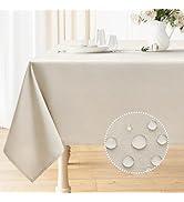 smiry Rectangle Linen Tablecloth, Waterproof Spillproof Anti-Wrinkle Burlap Table Cloth, Washable...