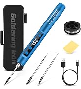 Cordless Soldering Iron Kit - 1100mAh USB Rechargeable Portable Cordless Soldering Gun - LCD Digi...