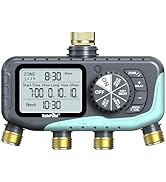 RAINPOINT Sprinkler Timer 4 Zone, Water Timer for Programmable, for Soaker Hose with Rain Delay/M...
