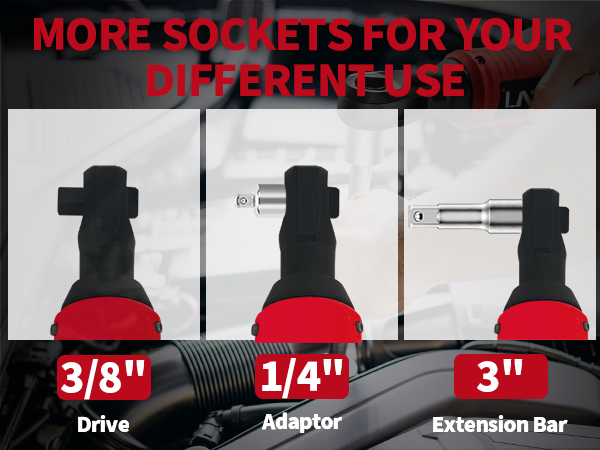 3/8" Brushless Ratchet Wrench Set for Milwaukee 18V Battery Different accessories used