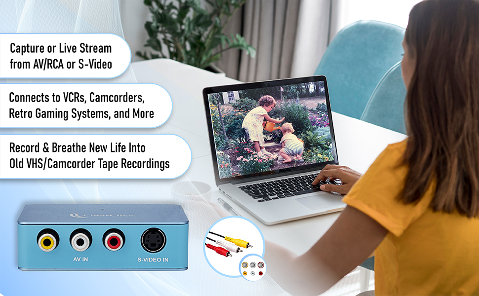 Capture or Live Stream from AV/RCA or S-Video from VCR, Camcorder, Retro Gaming Systems, and More