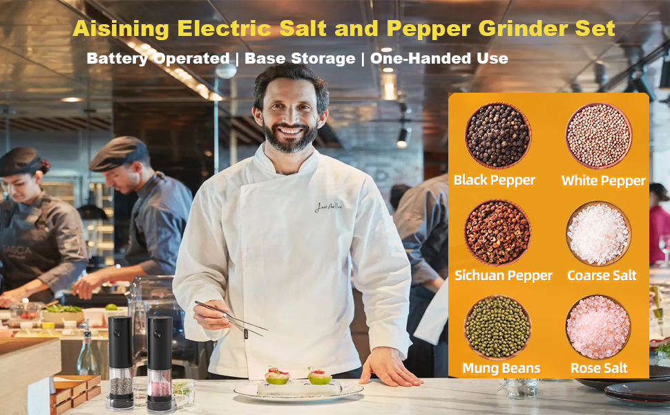 Electric salt and pepper grinder set