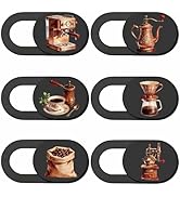 PRESSINART 6Pcs 6 Styles Coffee Camera Cover Slide Cute Privacy Guard Accessories, 0.04 Inch Ultr...