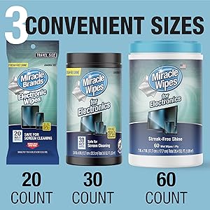 Miracle Brands Electronic Wipes 20 Count, 30 Count, 60 Count