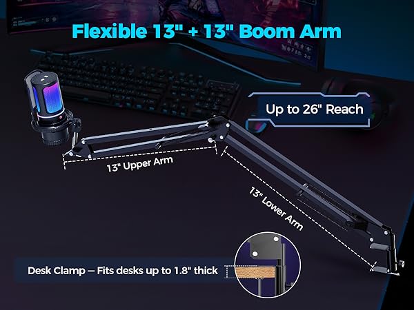Flexible 13&amp;#34; + 13&amp;#34; Boom Arm