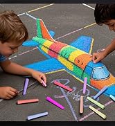 JUN-ELECTRON Washable Sidewalk Chalks Set, Non-Toxic Chalk Paint Bulk for Kids, Oversized Colored...